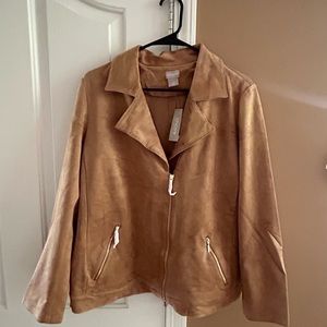 Chicos brand vegan suede moto jacket